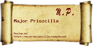 Major Priszcilla névjegykártya